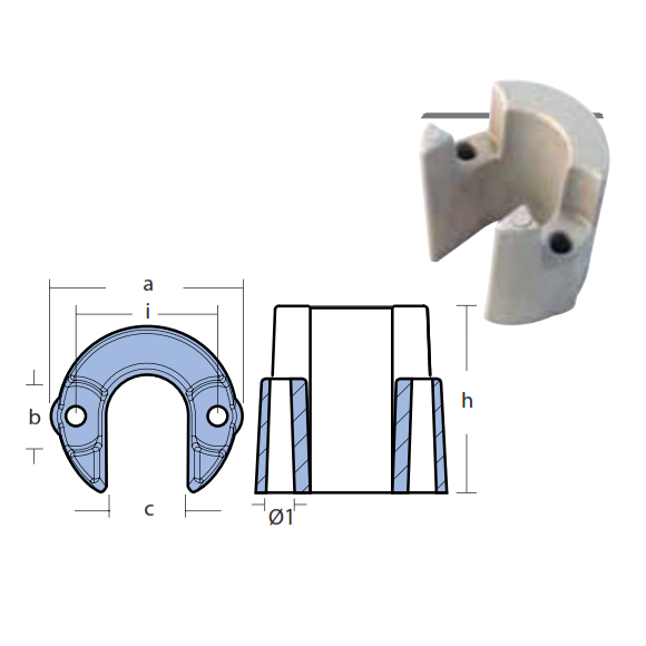 Anodo per trim Yanmar Sterndrive ZT350-ZT370 in alluminio